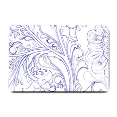 Blue Biro Ornate Small Doormat  by kaleidomarblingart