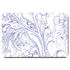 Blue Biro Ornate Large Doormat  by kaleidomarblingart