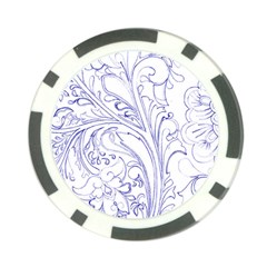 Blue Biro Ornate Poker Chip Card Guard by kaleidomarblingart