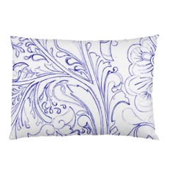 Blue Biro Ornate Pillow Case by kaleidomarblingart