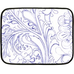 Blue Biro Ornate Fleece Blanket (mini) by kaleidomarblingart