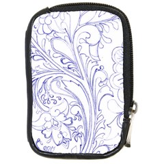 Blue Biro Ornate Compact Camera Leather Case by kaleidomarblingart