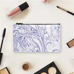 Blue Biro Ornate Cosmetic Bag (small) by kaleidomarblingart