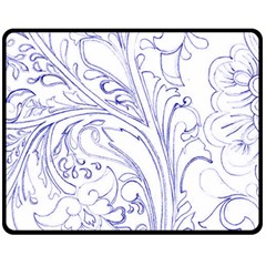 Blue Biro Ornate Fleece Blanket (medium)  by kaleidomarblingart