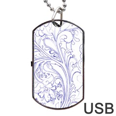 Blue Biro Ornate Dog Tag Usb Flash (one Side) by kaleidomarblingart