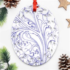 Blue Biro Ornate Ornament (oval Filigree)