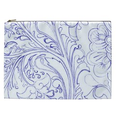 Blue Biro Ornate Cosmetic Bag (xxl) by kaleidomarblingart