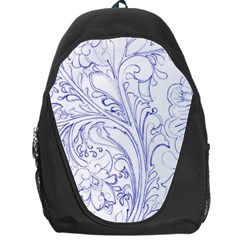 Blue Biro Ornate Backpack Bag by kaleidomarblingart