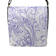 Blue Biro Ornate Flap Closure Messenger Bag (l) by kaleidomarblingart