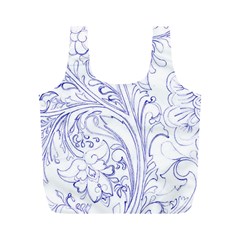 Blue Biro Ornate Full Print Recycle Bag (m) by kaleidomarblingart