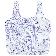 Blue Biro Ornate Full Print Recycle Bag (xl) by kaleidomarblingart