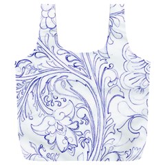 Blue Biro Ornate Full Print Recycle Bag (xxxl) by kaleidomarblingart