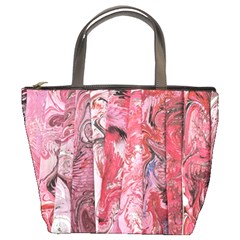 Pink Marbling Collage Bucket Bag by kaleidomarblingart