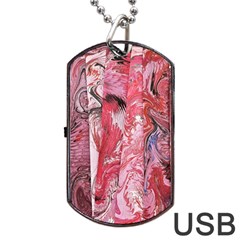 Pink Marbling Collage Dog Tag Usb Flash (one Side) by kaleidomarblingart