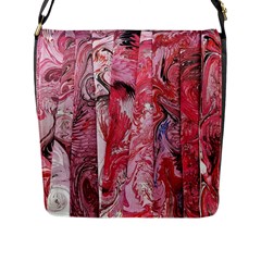 Pink Marbling Collage Flap Closure Messenger Bag (l) by kaleidomarblingart