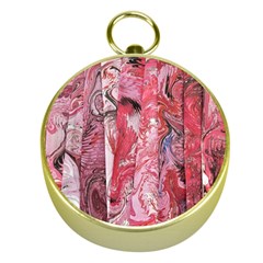 Pink Marbling Collage Gold Compasses by kaleidomarblingart