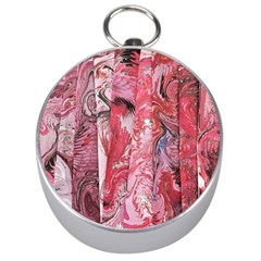 Pink Marbling Collage Silver Compasses by kaleidomarblingart