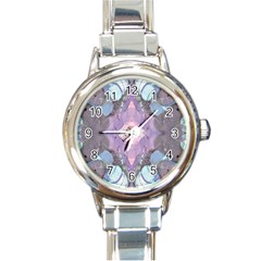 Marbled Patterns Round Italian Charm Watch by kaleidomarblingart