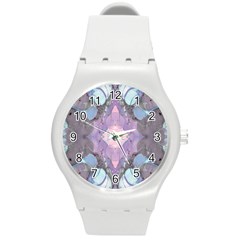 Marbled Patterns Round Plastic Sport Watch (m)