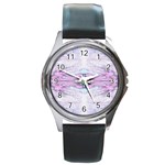 Pastel marbling Round Metal Watch Front