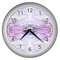 Pastel Marbling Wall Clock (silver) by kaleidomarblingart