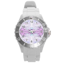 Pastel Marbling Round Plastic Sport Watch (l) by kaleidomarblingart