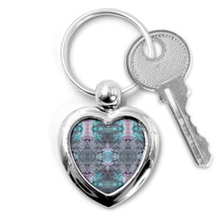 Turquoise Pink Module  Key Chain (heart) by kaleidomarblingart