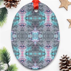 Turquoise Pink Module  Oval Ornament (two Sides) by kaleidomarblingart