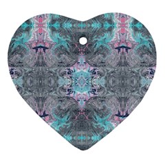 Turquoise Pink Module  Heart Ornament (two Sides) by kaleidomarblingart