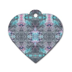 Turquoise Pink Module  Dog Tag Heart (one Side) by kaleidomarblingart