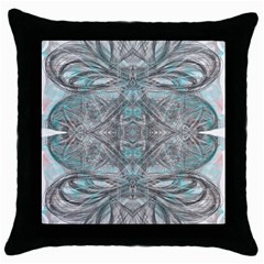 Mixed Media Marbling Collage Throw Pillow Case (black) by kaleidomarblingart