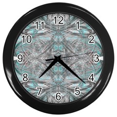 Mixed Media Marbling Collage Wall Clock (black) by kaleidomarblingart