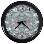 Mixed media marbling collage Wall Clock (Black) Front