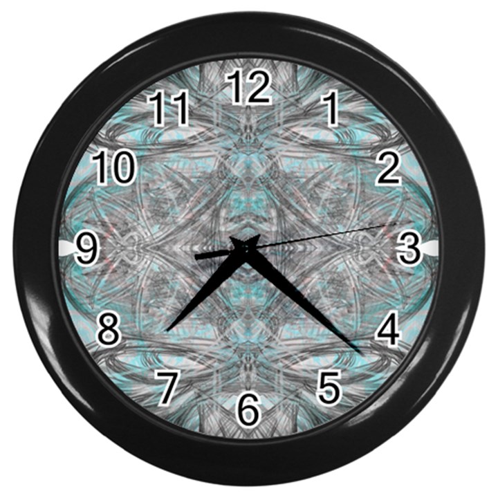 Mixed media marbling collage Wall Clock (Black)