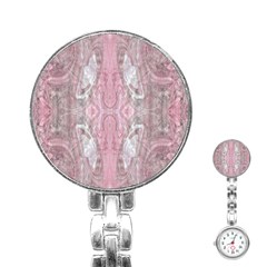 Pink Arabesque Stainless Steel Nurses Watch by kaleidomarblingart