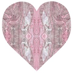 Pink Arabesque Wooden Puzzle Heart by kaleidomarblingart