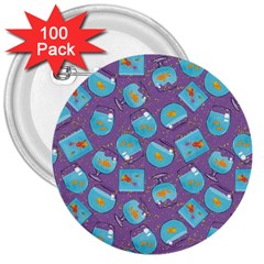 Aquarium With Fish And Sparkles 3  Buttons (100 pack) 