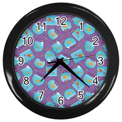 Aquarium With Fish And Sparkles Wall Clock (black) by SychEva