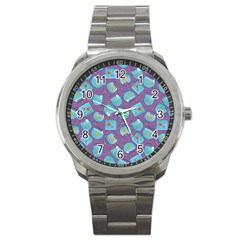 Aquarium With Fish And Sparkles Sport Metal Watch