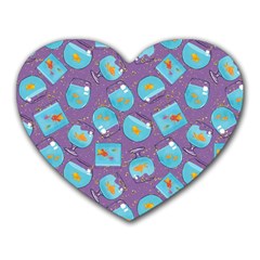 Aquarium With Fish And Sparkles Heart Mousepads by SychEva