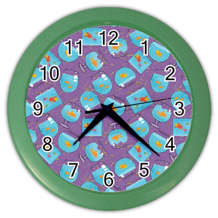 Aquarium With Fish And Sparkles Color Wall Clock