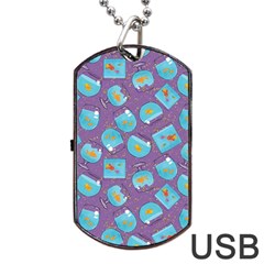 Aquarium With Fish And Sparkles Dog Tag Usb Flash (one Side) by SychEva