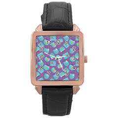 Aquarium With Fish And Sparkles Rose Gold Leather Watch 