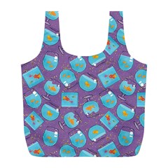 Aquarium With Fish And Sparkles Full Print Recycle Bag (L)