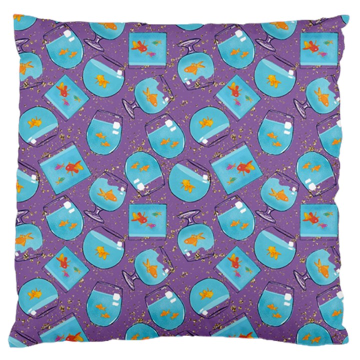 Aquarium With Fish And Sparkles Large Flano Cushion Case (Two Sides)