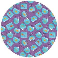 Aquarium With Fish And Sparkles Wooden Puzzle Round by SychEva