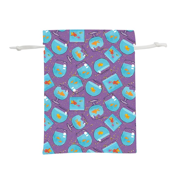 Aquarium With Fish And Sparkles Lightweight Drawstring Pouch (L)