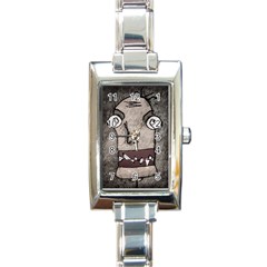 Sketchy Style Head Creepy Mask Drawing Rectangle Italian Charm Watch by dflcprintsclothing