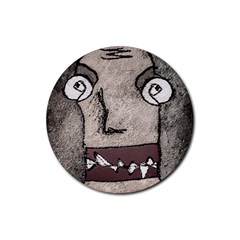 Sketchy Style Head Creepy Mask Drawing Rubber Round Coaster (4 Pack)  by dflcprintsclothing