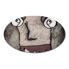 Sketchy Style Head Creepy Mask Drawing Oval Magnet